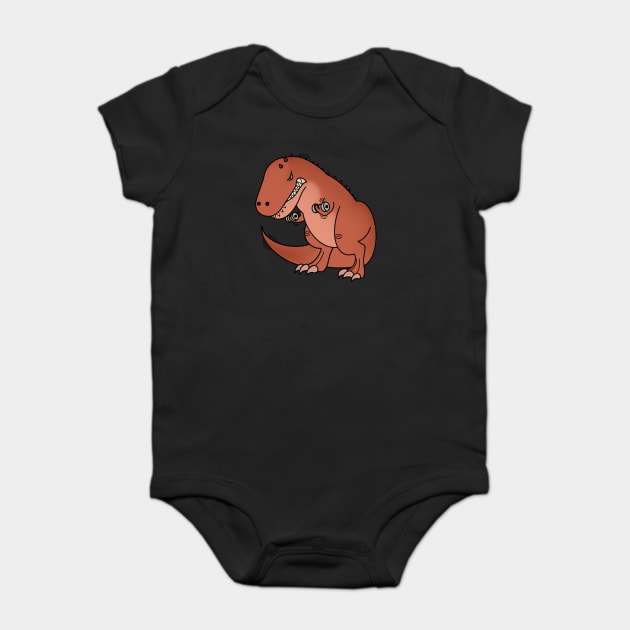Funny T Rex lifting weights, Funny Dinosaur Baby Bodysuit by logiamerch